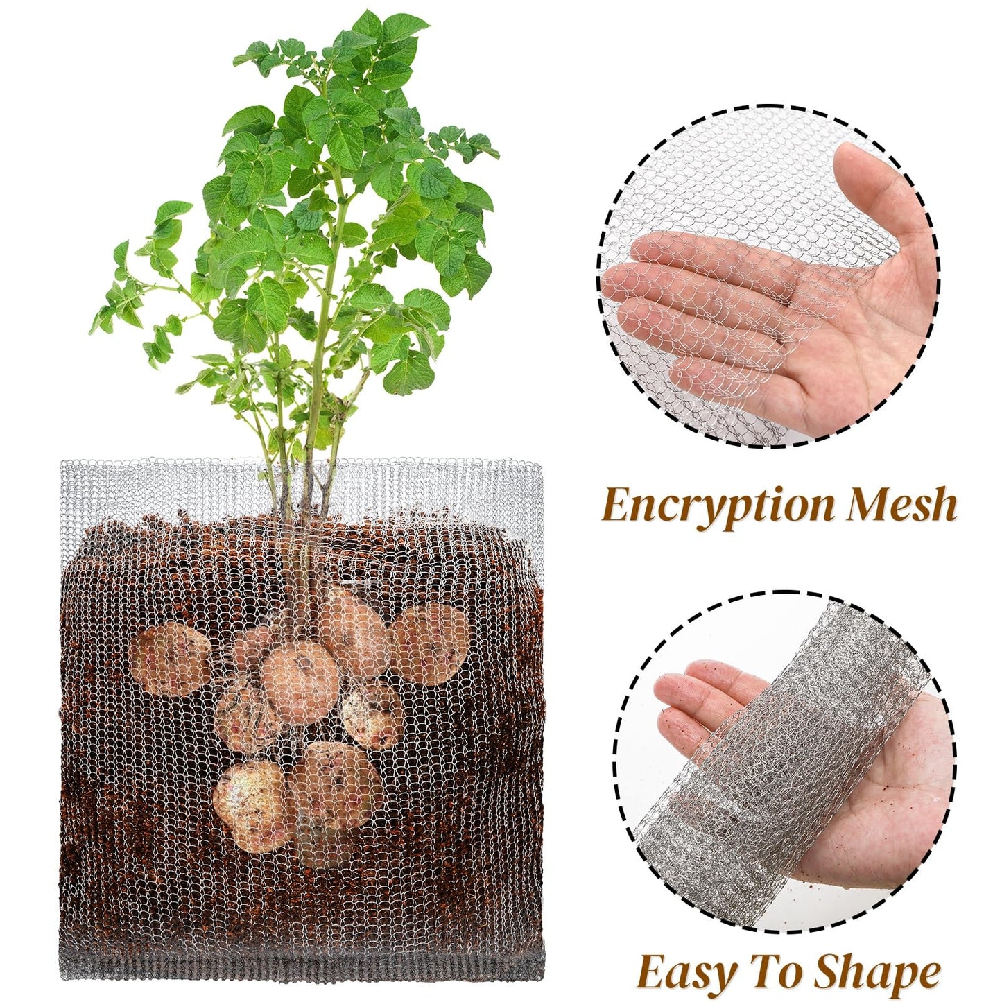 Noamus 8 Pack Plant Root Guard Basket, 5 Gallon Gopher Mole Vole Mesh, Reusable Stainless Steel Plant Speed Wire, Heavy Duty Protector Animal Cages for Garden Trees Bulbs Flowers Vegetables Protection
