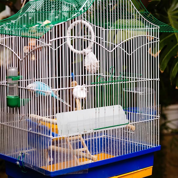 2pcs Automatic Hanging Bird Feeder with Anti-Splash Tray, Wet and Dry Food Dispenser for Parrots and Small Birds, Outdoor Seed Feeding Container
