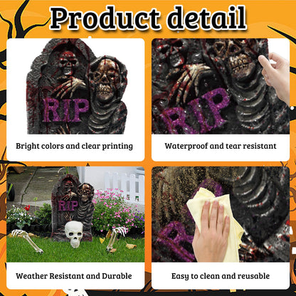 EggSun 10 Styles Halloween Large Tombstone Gravestones Yard Stakes Decorations 17IN Headstone Outside Signs with Stakes for Halloween Scary Spooky Patio Lawn Yard Garden Cemetery Outdoor Decors