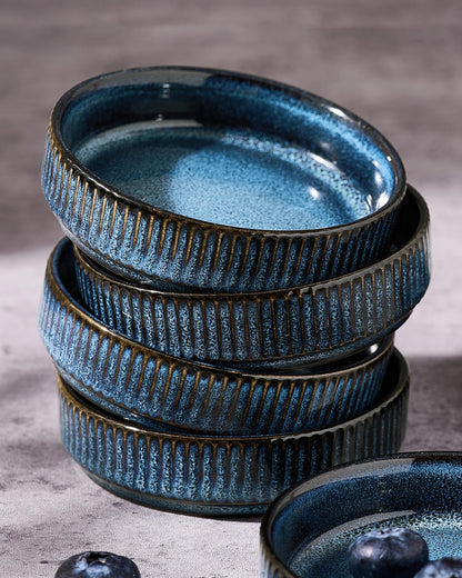 famiware Star Soy Sauce Dish Ceramic Dipping Bowls Set of 6, 4 oz Individual Dip Sauce Cups/Bowls/Dishes/Plates, Small Serving Bowl for Side Dishes, Ice Cream, Condiments, Sushi - Nebulas Blue