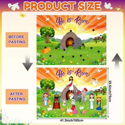 Tiamon Easter Felt Set Make an Easter He Lives Felt Scenes Resurrection Story Board Set with 14 Pcs Detachable Ornaments Wall Decor Jesus Crafts Kit for Party Spring Activity