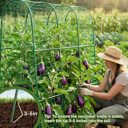 TOCCYARD Cucumber Trellis for Raised Bed, U-Shape Garden Trellis for Climbing Plants Outdoor, Metal Arch Trellis for Vegetables, Plant Support for Tomato, Pea, Zucchini, Squash