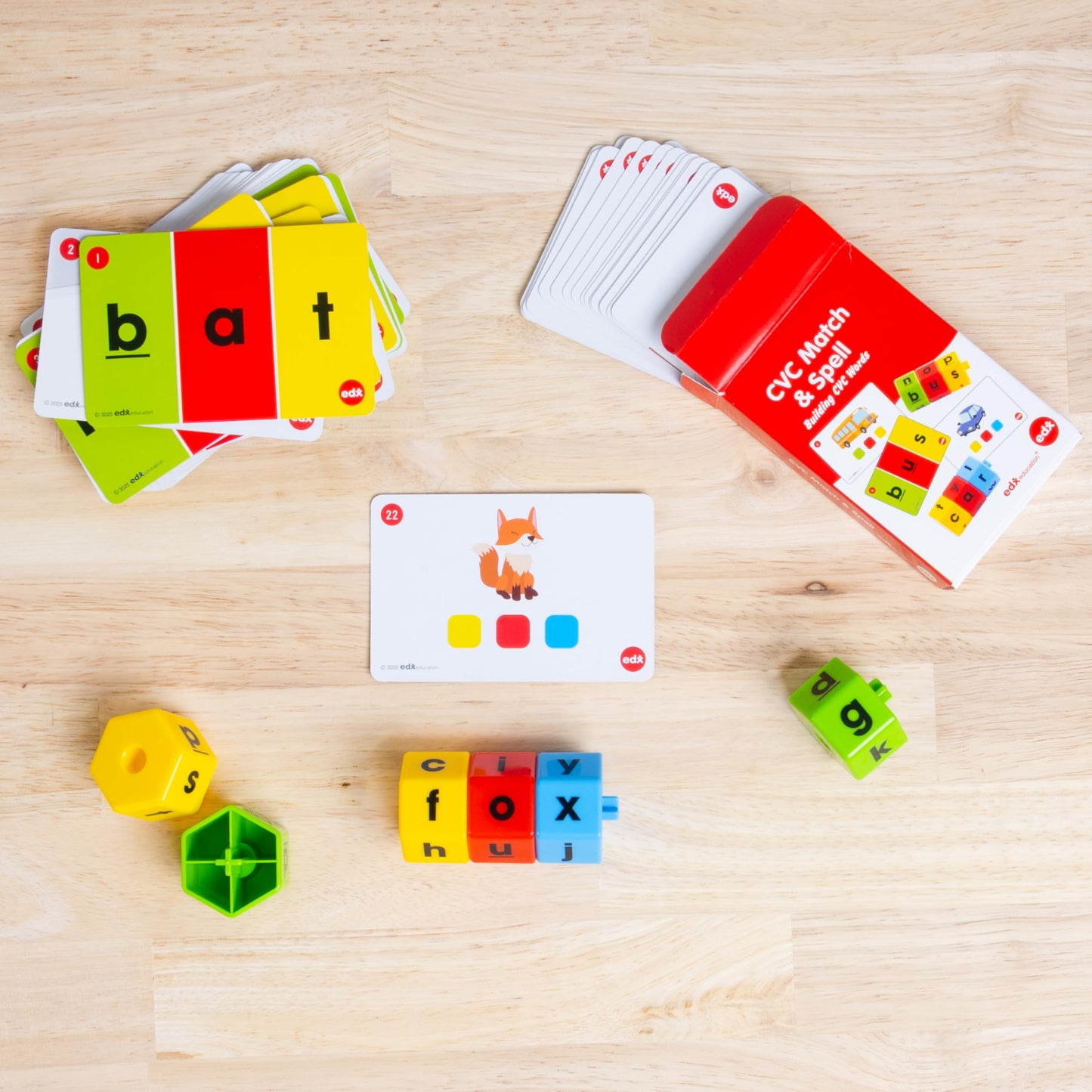 edxeducation Match & Spell | Includes 6 Letter Wheels + 54 Activity Cards | CVC Words | Learn to Spell Basic Words | Early Literacy