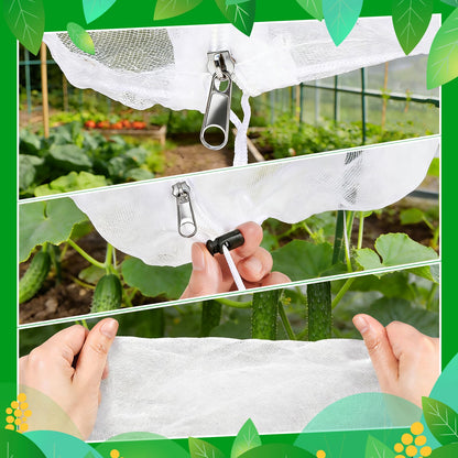 Garden Bird Netting Plant Cover for Cucumber Trellis, 52" x18''x66'' Insect Bird Barrier Garden Trellis Net with Zipper & Drawstring, Cucumber Trellis Netting Protection Cover for Protecting Plants