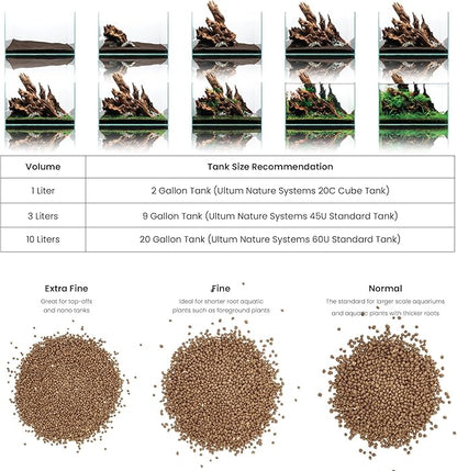 Ultum Nature Systems Controsoil - Freshwater Aqua Soil Substrate for Fish, Shrimp, Live Plant Propagation and Aquascaping - 6.8pH Low Ammonia, Volcanic Ash - Brown, Fine (1 Liter)