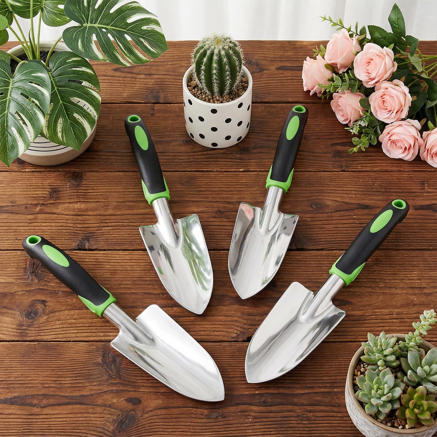 10 Pcs Garden Shovel Aluminum Alloy Heavy Duty Trowel Garden Tool Small Shovels for Digging Metal Hand Trowel Spade with Soft Handle for Lawn Yard Farm Home Shop Planting