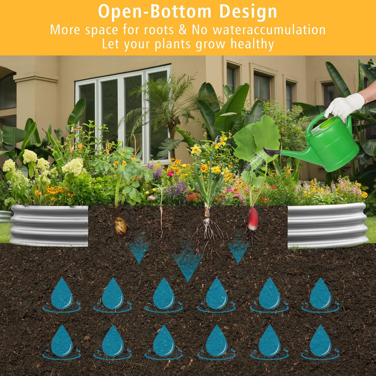 Gardeal Garden Galvanized Raised Garden Bed Kit - Metal Planter Box for Vegetables/Herbs/Flowers, Heavy-Duty Steel Outdoor Planter with Reinforced Edges (4x2x1 FT)