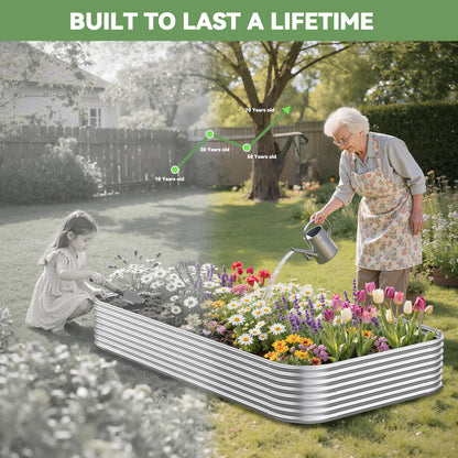 OZMSHF 3 Pack 6x3FT Raised Beds for Gardening, Corrugated Galvanized Steel Raised Garden Bed, Outdoor Metal Above Ground Garden Bed for Vegetables and Flowers