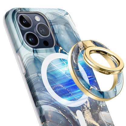 GVIEWIN Magnetic Phone Ring Holder, Compatible with MagSafe Phone Grip with Adjustable Stand, Magnet Phone Ring Kickstand for iPhone 17/16/15/14/13/12 Pro Max Plus Air/Other Phones (Glitter/Silver)