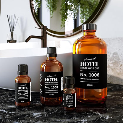 AirScent Hotel Diffuser Oil No. 1008 - White Tea Aloe Sandalwood - 120 mL | Hotel Scent Dupe - Premium Fragrance Oil for Ultrasonic and Waterless Diffusers & Crafting - 4 fl oz Dropper Bottle