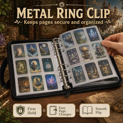 1008 Cute Card Binder 9 Pocket, 3-Ring Trading Card Binder with 56 Page Removable Sleeves, High Storage Waterproof Trading Card Holder Collection Card Album Organizer Case for TCG Cards - Castle