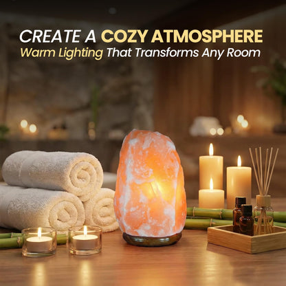 SAF Naturals Himalayan Salt Lamp 6 to 8 inch, 2–3 kg – Authentic Hand Carved Crystal Rock with Wooden Base and dimmer – Soothing Glow Lamp