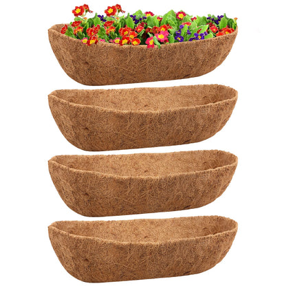 Legigo 4 Pack 24 Inch Natural Trough Coco Liner for Planters- Window Box Liners Coconut Basket Liners, Planter Box Coconut Liner for Window Flower Box Pots, Fence Trough Planter, Wall Planter Basket