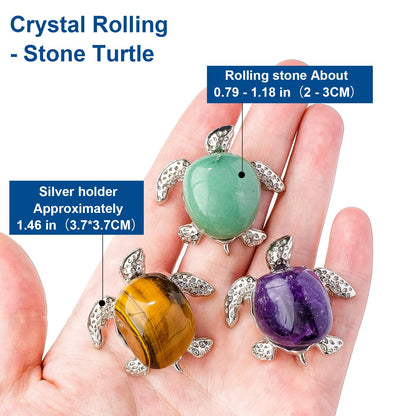 Apengshi 8 PCS for Teens Crystal Figurines Turtle Natural Animal Figurines Sea Animal Jade Gemstone Carving Handmade Tabletop Ornament (8-PCS-Rolling-Turtle)