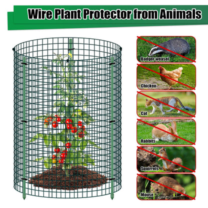 6 Set Wire Plant Protector from Animals - 12"x16" 18Pcs Metal Mesh Plant Cage Covers, Dual Secure with U-Stake & Support, Garden Rabbit Barricade Chicken Wire Cloche for Plants Shrubs Vegetable Flower