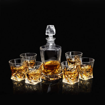 KANARS Whiskey Decanter Set, Premium Crystal Liquor Decanter with 6 Old Fashioned Glasses for Cocktail Scotch Bourbon Irish Whisky Alcohol, Unique Men Gifts for Father's Day Housewarming Birthday