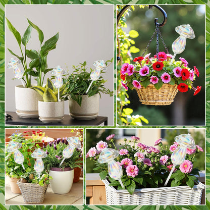 youcoscos 4pcs Plant Watering Globes Self Watering Planter Insert Devices,Glass Watering Bulbs Mushroom Pattern Watering Globes for Indoor Plants Top-Fill Watering Rainbow Colors (Mushroom with Hole)
