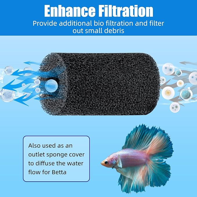 AQUANEAT 12-Pack Pre-Filter Sponge for Aquarium Shrimp Fry Fish Tank Filter Intake 0.6 Inch, Replacement Foam Cover