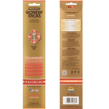 Gonesh - Extra Rich Scented Incense Sticks - Non-Toxic 10” Slow Burn Aromatic Sticks - Strawberry - 80 Pack