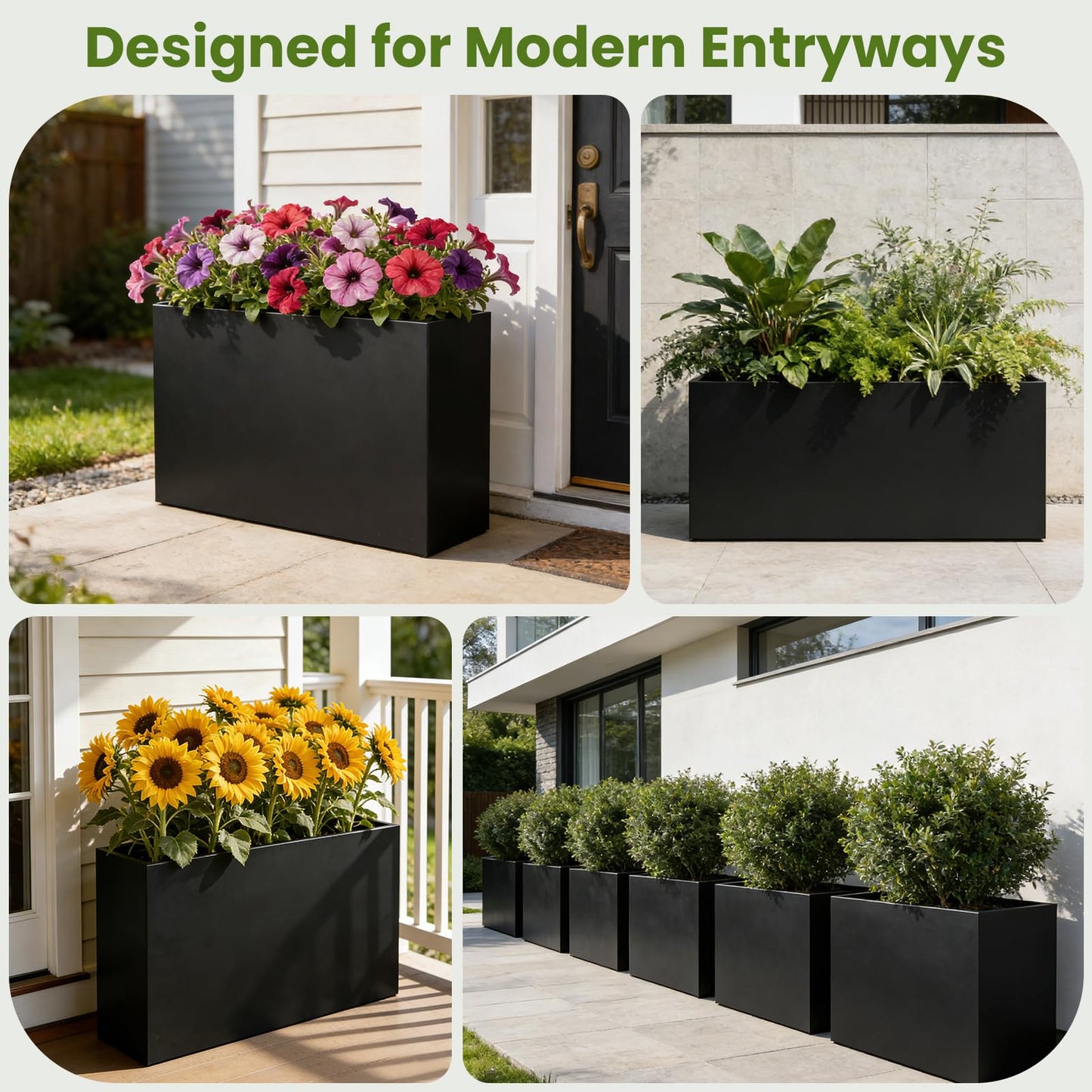 Nexum 30 Inch Tall Metal Planter Box for Outdoor/Indoor Use, Heavy Duty Galvanized Steel Vertical Planter, Modern Large Planter Boxes for Front Door, Porch & Patio (Rectangular Tall Planter)