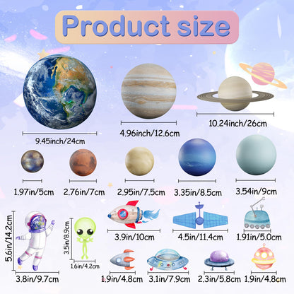 Glow in The Dark Stars Solar System Wall Decals, Star and Planets Stickers for Ceiling, Kids Wall Sticker Space Room Decor (Blue)