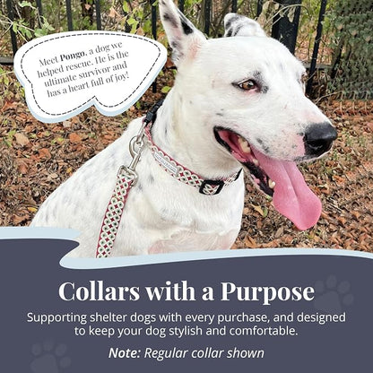Lucky Love Dog Martingale Dog Collar - Adjustable, No-Slip, Durable, & Soft Webbing Collar for Male and Female Dogs Ideal for Training & Walking - in Unique Pongo Pattern, Small