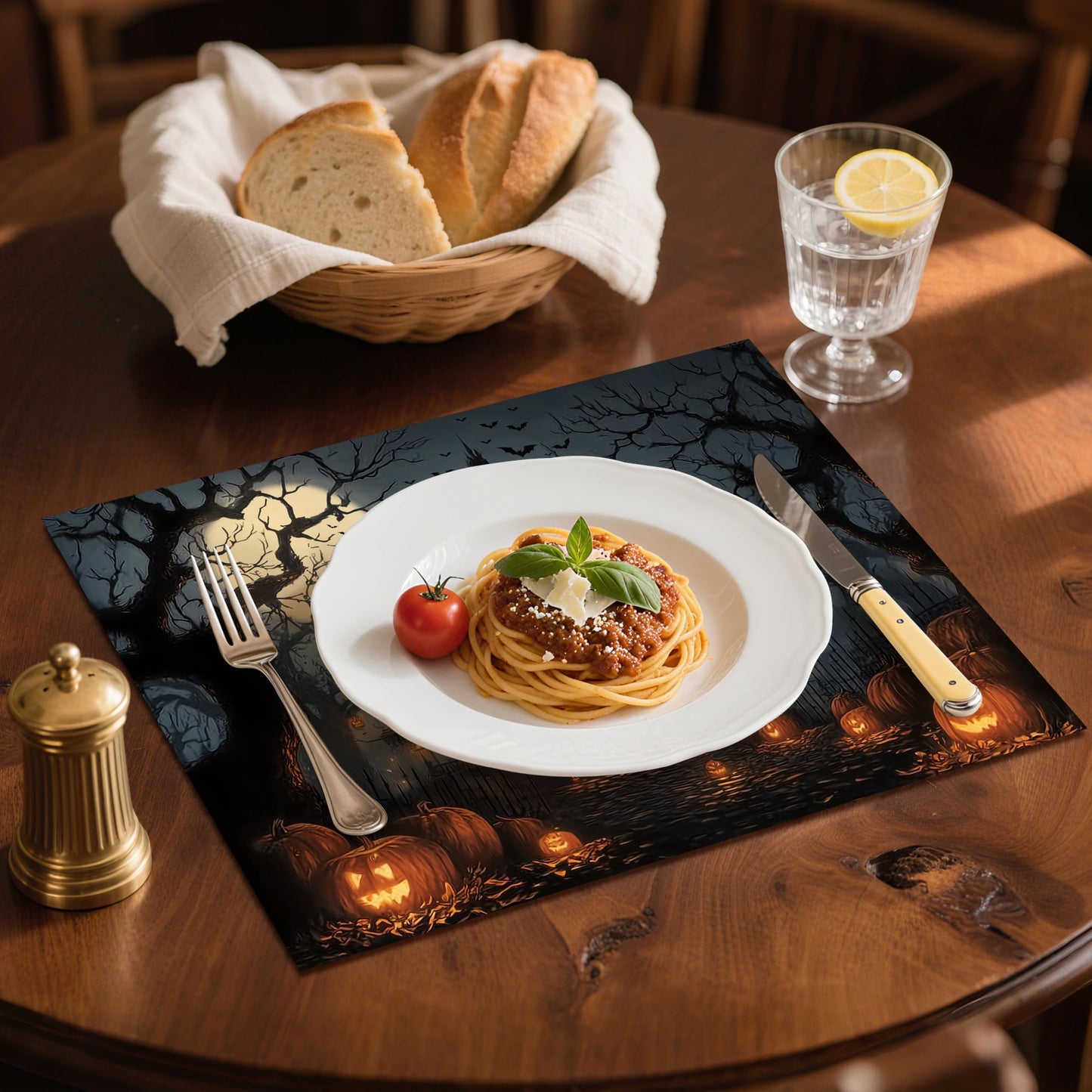 Halloween Horror Castle Placemats Set of 4 Washable Table Place Mats for Dining Kitchen Party Decor