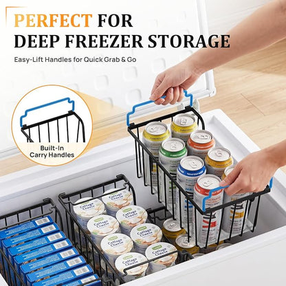 SUNALLY Stackable Storage Bins 4 Pcs Wire Baskets for Pantry Organizers and Storage, Vegetable Fruit Storage Basket for Countertop Organizer,Kitchen Baskets for Onion Potato Snack Cans Storage,Black