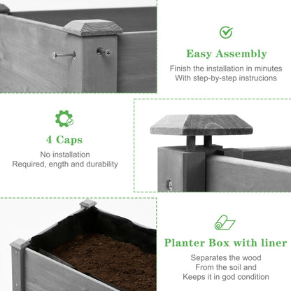 48×24×30 Inch Raised Garden Bed with Legs, Solid Wood Elevated Planter Box Stand with Liner for Outdoor Patio, Backyard & Balcony