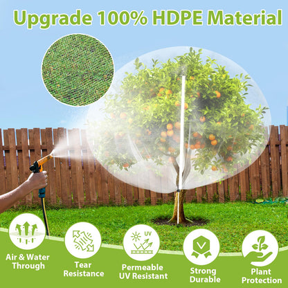Large Fruit Tree Netting with Drawstring and Zipper, 15 * 15FT Garden Netting for Garden Protection, Insect Bird Netting for Fruit Trees, Protection from Anti Birds, Bugs,Cicadas, Insects