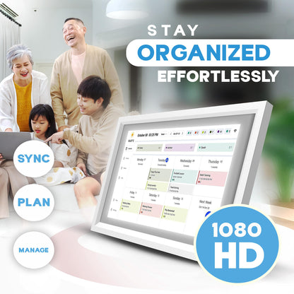 15.6 Inch Digital Calendar with Wall Mount Option, HD Touchscreen Planner, Wi-Fi sync, Color Coded Scheduling, Meal Planning, Chore Chart for Family and Home Organization