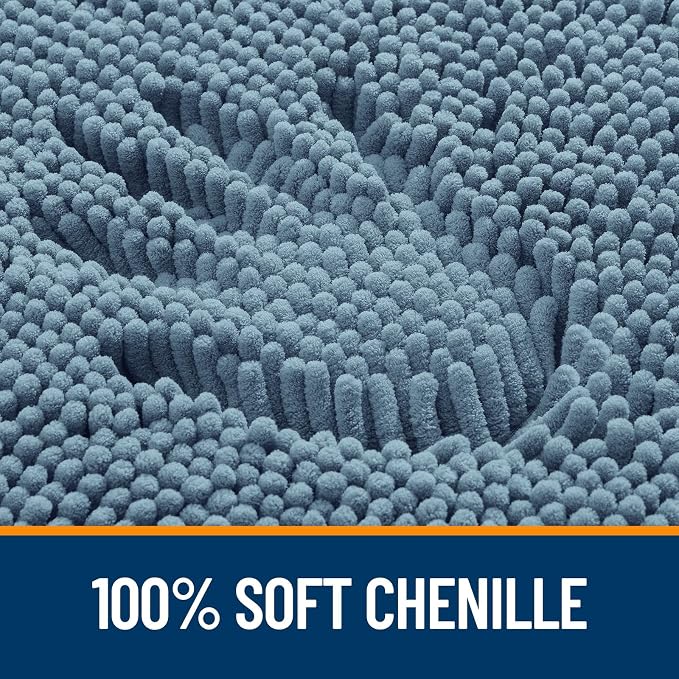 OLANLY Toilet Rugs U-Shaped 24x24, Extra Soft Absorbent Chenille Contour Bathroom Rugs for Toilet, Dry Quickly, Machine Washable, Non-Slip Bath Mat, Airy Blue