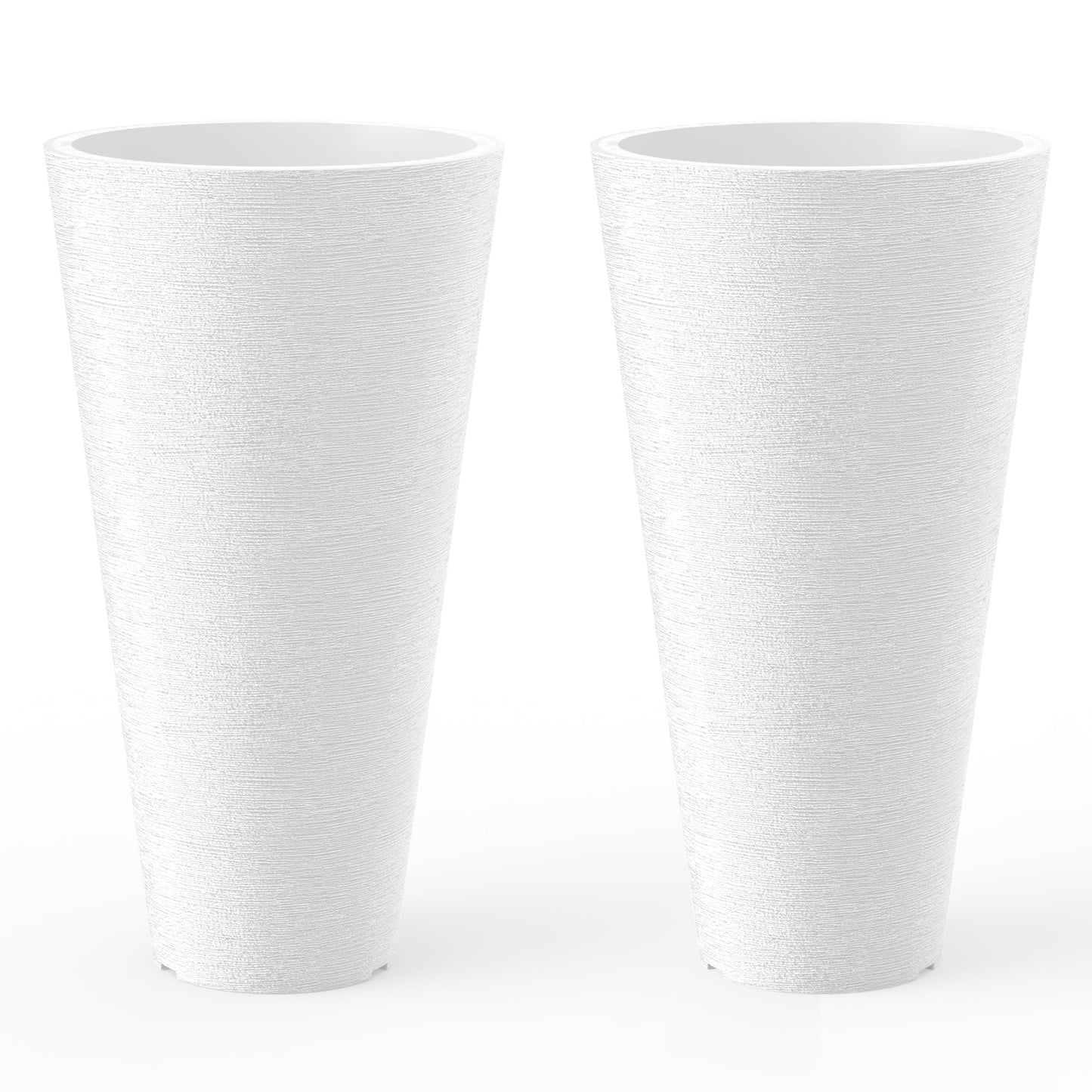 Kante Tall Round Planter Set of 2, 29 Inch Tall Decorative Planter Pots for Outdoor Indoor Garden Patio Front Porch (White)
