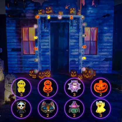 LUTW Halloween Lights Decorations, 10Ft 20 LED Halloween Lights Battery Operated with Timer Waterproof, 8 Lighting Modes, Cute Halloween's String Light for Indoor Outdoor Window Porch Decor