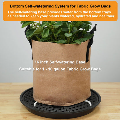 4 Pack 16 inch Self Watering Base for Fabric Grow Bag, Self-watering Plastic Elevated Plant Saucer Stand, Automatic Watering Tray for Non-woven Planter Flower Pot Growth Tent Greenhouse Indoor Outdoor