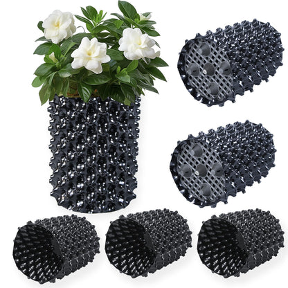 Plant air pruning pot, honeycomb porous structure design, improve root system development, prevent decay, suitable for flowers/vegetables/seedlings, farm planting solutions (Black, 8inches-3G-6P)