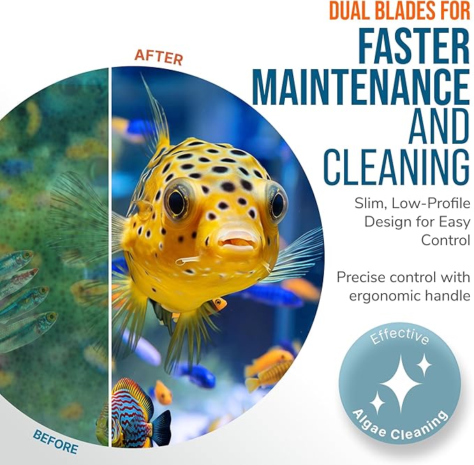 Flipper Edge 2-in-1 Scrubber Scraper Floating Magnetic Fish Tank Aquarium Cleaner with Dual Blades - Efficient Glass & Acrylic Aquarium Cleaning Tools (Standard)
