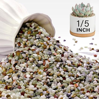 NUPICK 3 lbs Pebbles for Indoor Plants, 1/5 Inch Pea Gravel for Fish Tank, Polished Decorative Rocks for Succulent, Natural River Stones for Vases, Cactus, Landscaping, Bird Bath, Aquarium, Colorful