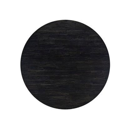 Luxe by East West Furniture FE2-11-TP - Mid Century Dining Table with Acacia Wood Round Tabletop, Sand Blasted Black Finish