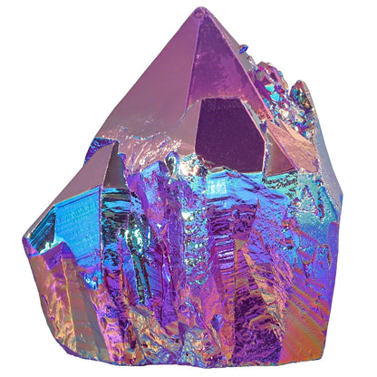 Rockcloud Natural Titanium Coated Purple AB Crystal Cluster Irregular Reiki Crystal Geode Mineral Specimen for Home Decor, Purple