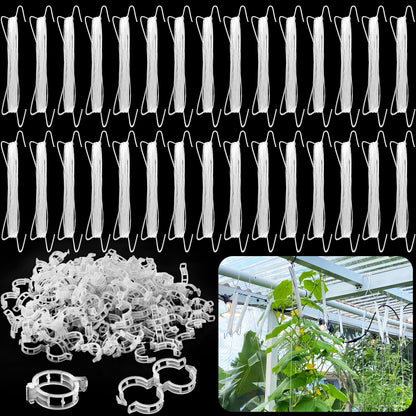 OJYUDD 130 Pcs Tomato Hooks with String,Tomato Holder Hooks with 32.8ft Twine & Plant Support Clips,Climbing Plants Support Hooks for Vegetable Plant Fruit Flower