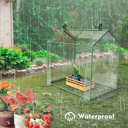 Awvlvwa Mini Greenhouse for Indoor Outdoor Plants, Tabletop Portable Green House with Roll-up Zipper Door ,Small Grow Plant House Tent with Transparent PVC Cover 33.5”(L) x23.2”(W) x32.5”(H)