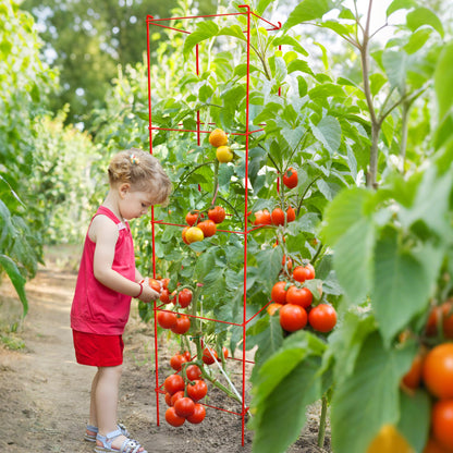 Thealyn Tomato Cages 6 Packs 57 Inches (H) Plant Stand with 164 Feet Twist Ties, Heavy Duty Garden Plants Support for Tomatoes, Cucumber, and Other Climbing Plants (Red)