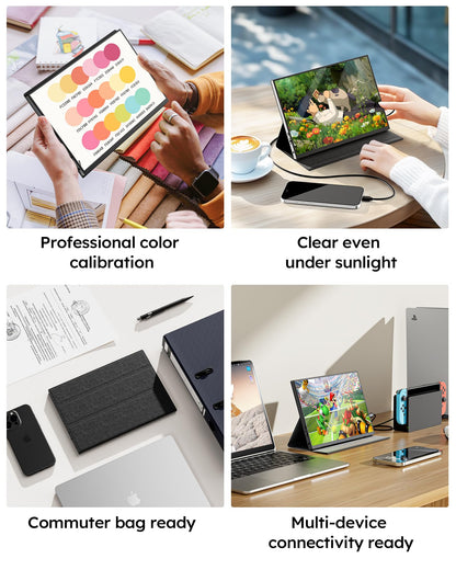 Portable Monitor,10.5" HDR 1280P Ultra-Thin 100% sRGB Travel Portable Monitor for Laptop, 420 Nits Mini Secondary Display with Protective Case & Speaker, Monitors for Laptop, PC Mac Phone PS4/5 Xbox
