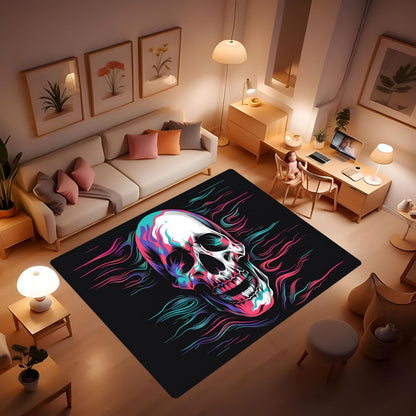 CVDSGEW Gothic Area Rugs, the Mystery and Uniqueness of the Skull, Like a Ghost in the Moonlight, are Thought-provoking. Non-Slip Soft Home Decor Skulls Print Black Game Room mat 2' x 3'