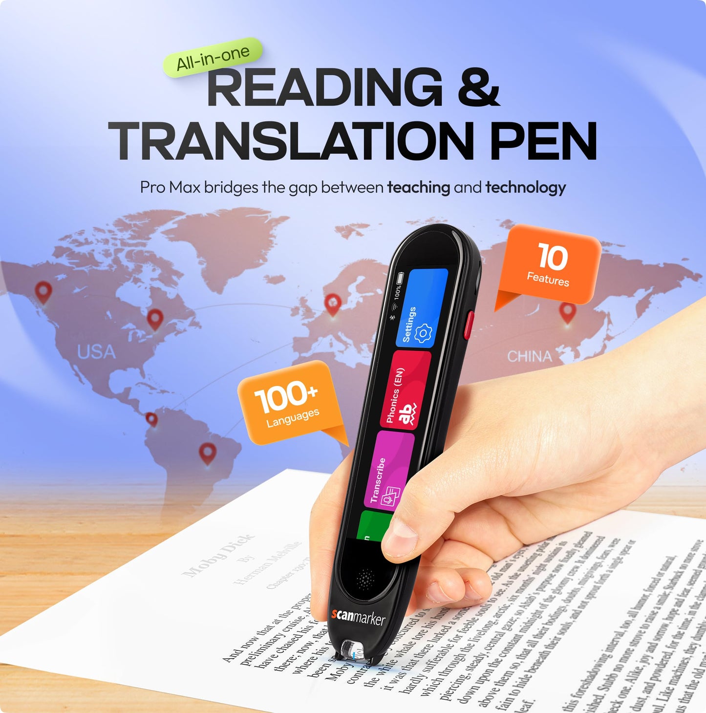 Scanmarker Max Reading Pen – Designed for Classroom Support with Phonics Assistance, Lock Function and Assistive Web App