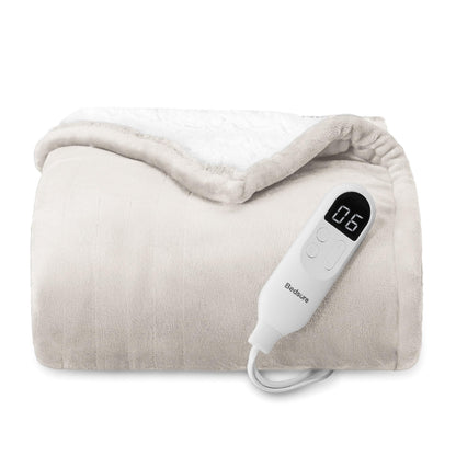 Bedsure Electric Blanket King Size - Dual Control Heated Blanket King Size, Fast Heating with 10 Time Settings & 10 Heat Settings, Warm Gift for Grandma (100x90 inches, Grey)