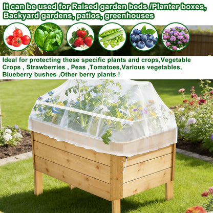 1 Pack Garden Netting for Raised Beds, Fine Mesh Bird Netting Barrier Screen with Zipper Drawstring Garden Bed Plant Cover for Protect Vegetable Fruits Crop from Animals Pest Insect, 4.1×4.1×2Ft