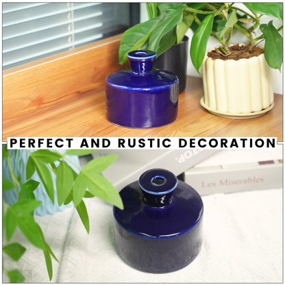 Manykettle Watering Bell Thumb Pot Thumb Watering Cans Ornamental Plant Thumb Watering Hand-Painted Ceramic vase Ceramic Watering Bell Decor Indoor Outdoor House Warming Gifts(Deep Blue 19 fl oz)