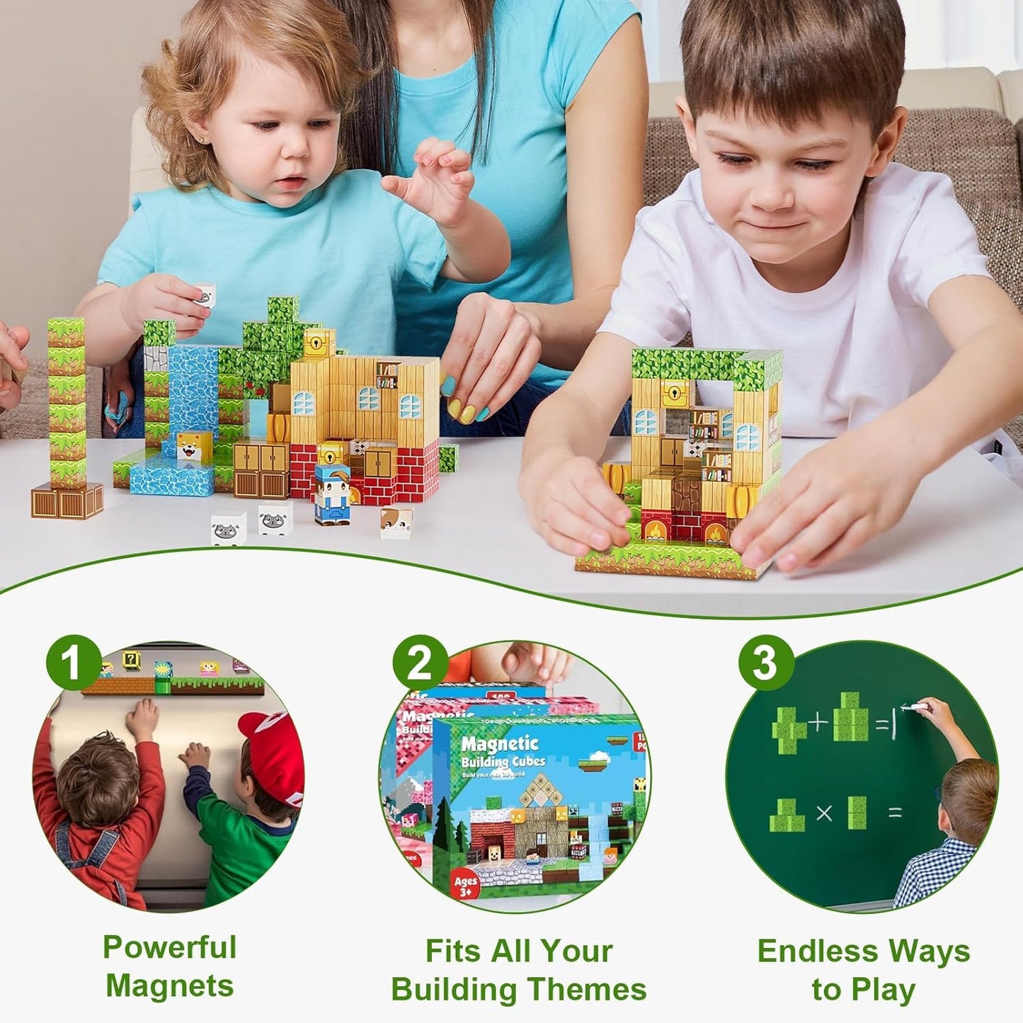 Fitrobust 100PCS Magnetic Blocks, Magnetic Building Blocks, 0.78in Magnetic Building, STEM Game Stacking Toys for Kids, Birthday Gifts for Boys and Girls Age 3+ Years Old